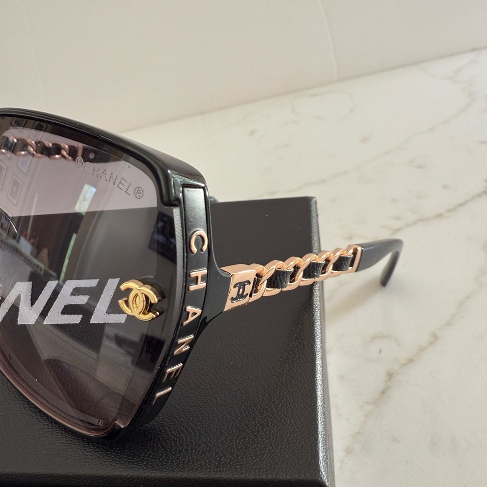 CHANEL Black and Gold Sunglasses - Picture 3 of 9